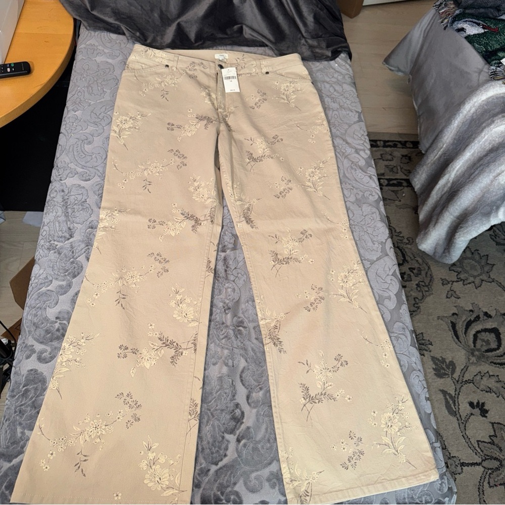 J. Jill Beige Floral print beige/tan Pants Sz 16